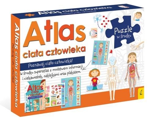 Atlas ciała człowieka: Atlas w zestawie z mapą i puzzlami. Pakiet